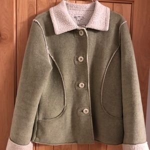 Sage green polar fleece pea coat/blazer